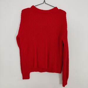 Joe Fresh Women's Oversize Red Chunky Knit Sweater Size Medium